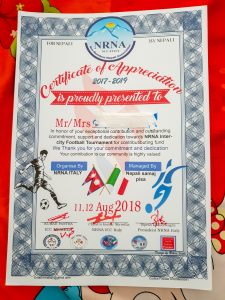 Certificate of Appreciation